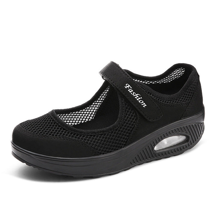 Women's Breathable Strap Ballerina Walking Shoe with Velcro and Air Cushion Lioré, view 2 - Elena Harper