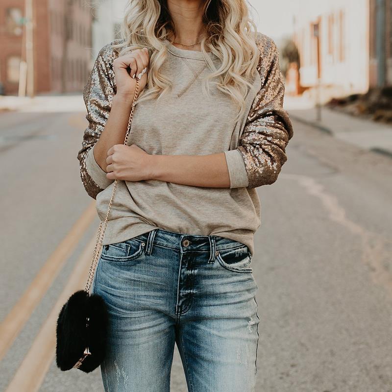 Tatjana - Women's Sequin T-Shirt for Spring Fashion