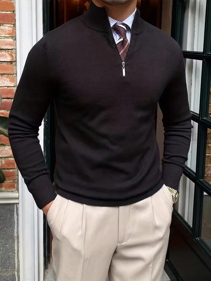 Thomas - Elegant Zip Mock Neck Sweater
