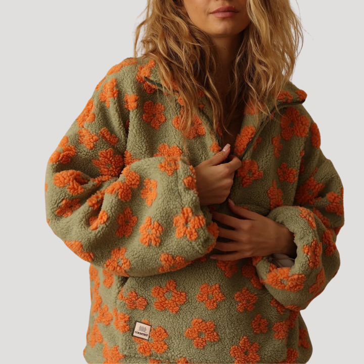Women's Floral Pull-Over Demi-Zip