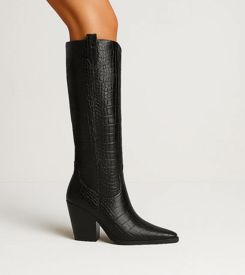 Westline | Knee-high Crocodile Effect Boots