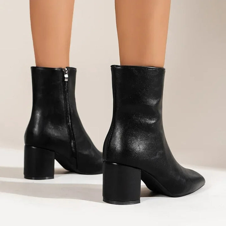 Women's Ankle Boots Minimalist Stable Heel with Zipper