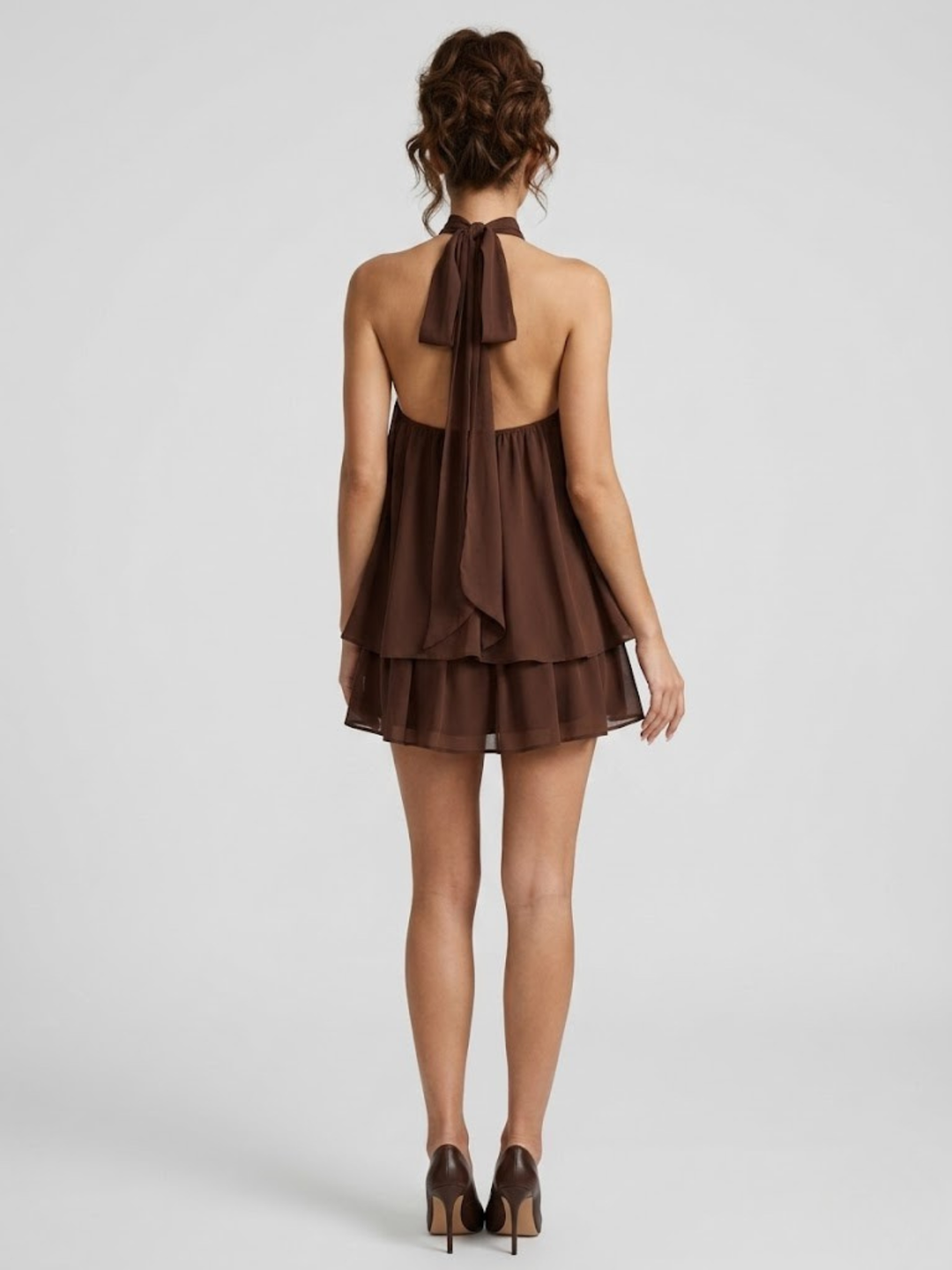 Short Women's Dress Backless Halter Neck – Ruffled Summer Dress