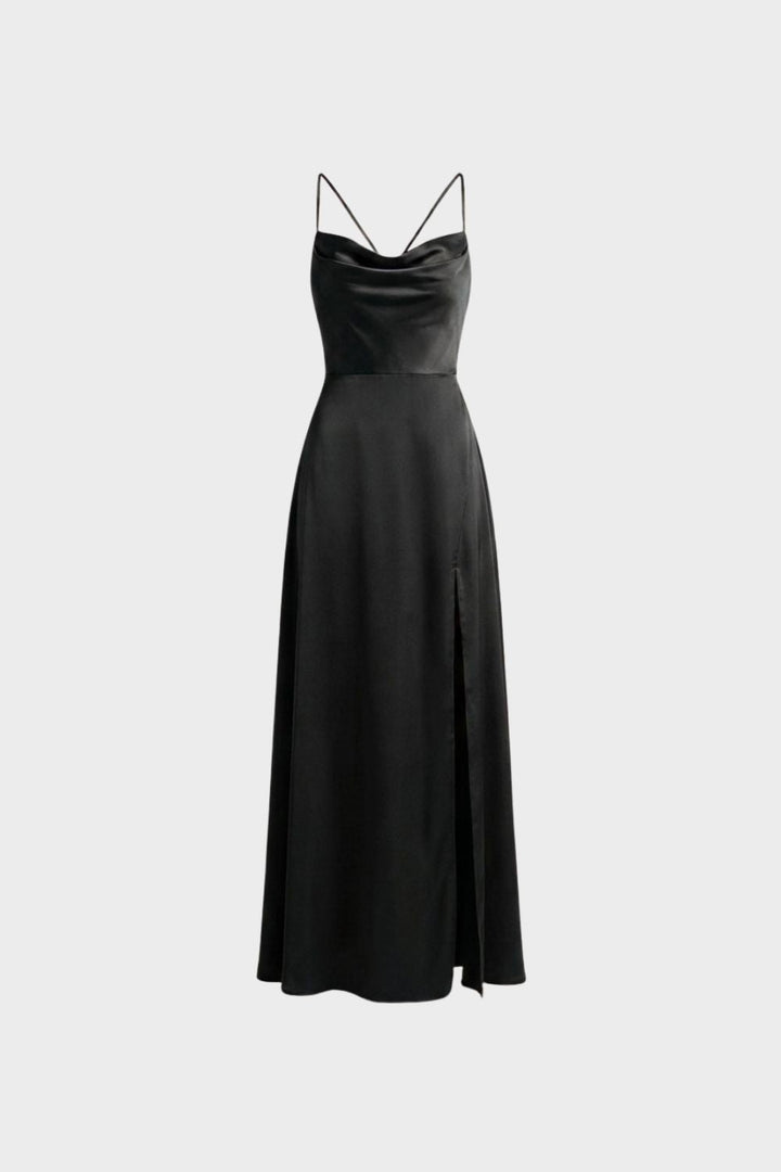 Women's Satin Evening Dress | Slit