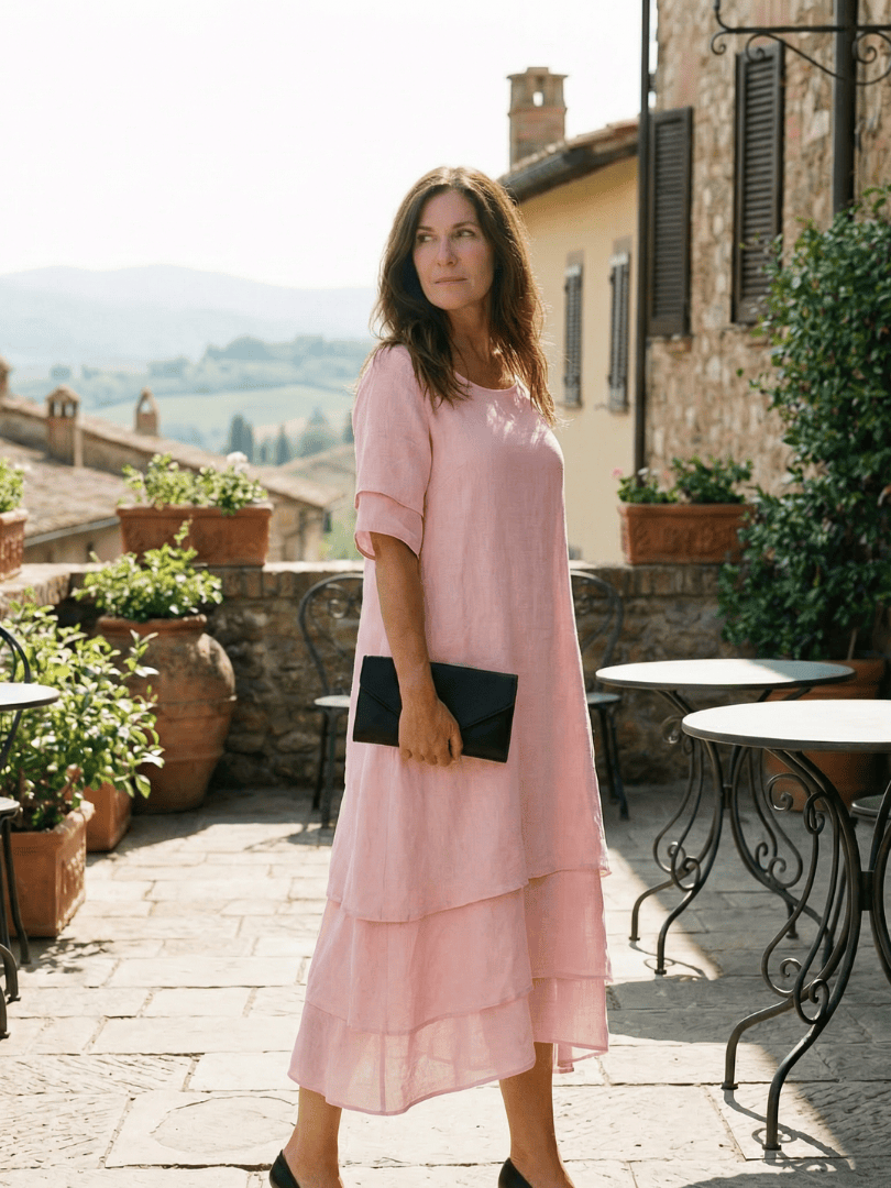 Emma & Rose Cape Town Belen™ soft layered dress with flowing fabric and elegant design, perfect for casual or formal wear.