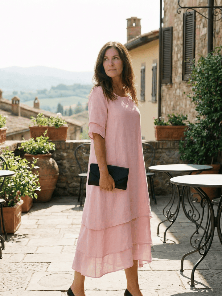 Emma & Rose Cape Town Belen™ soft layered dress with flowing fabric and elegant design, perfect for casual or formal wear.