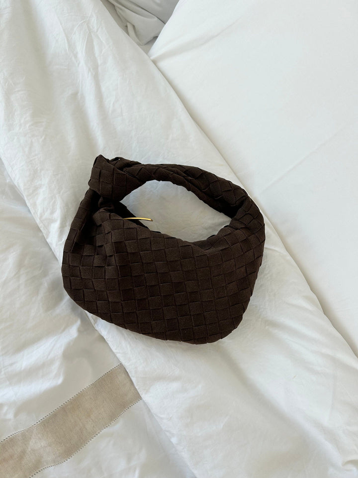 Renee Mini Bag in Soft Woven Suede, view 5 - Elena Harper