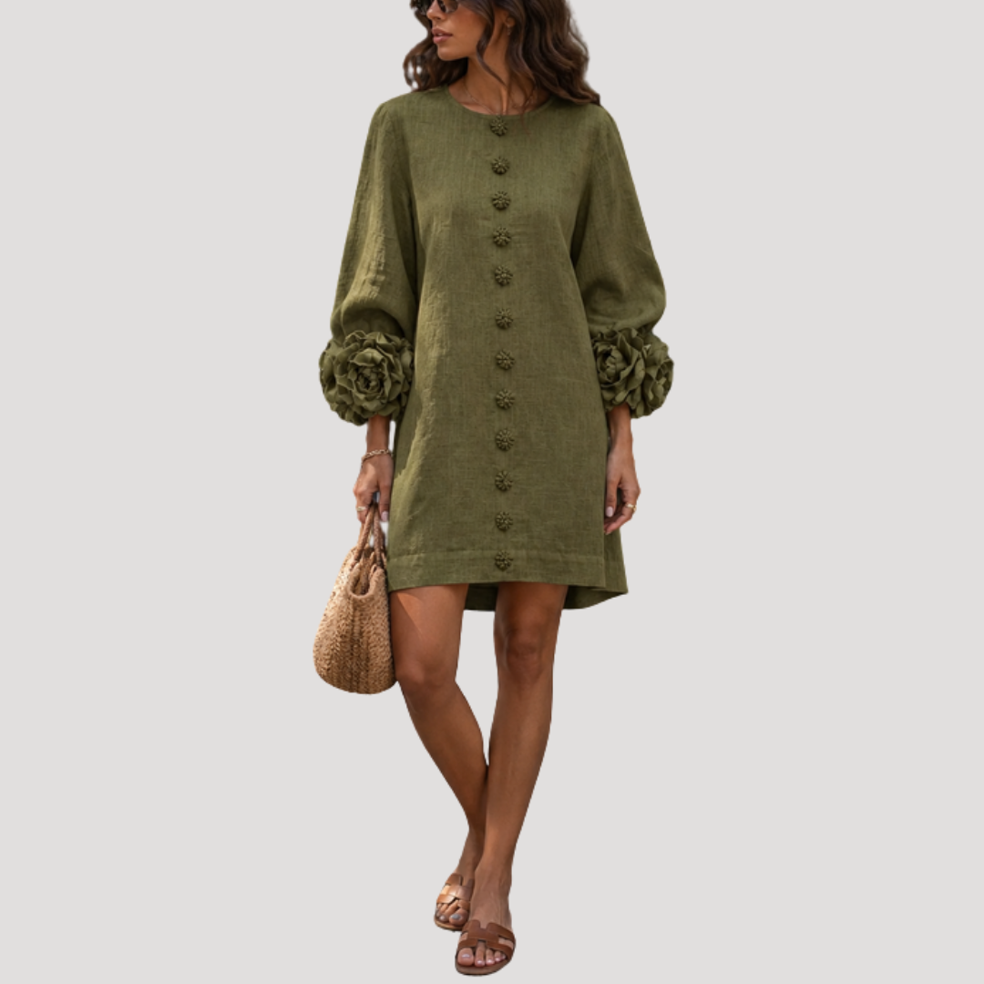 Women's Flared Mini Button Dress
