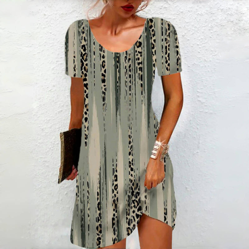 Gradient Dress with Leopard Print