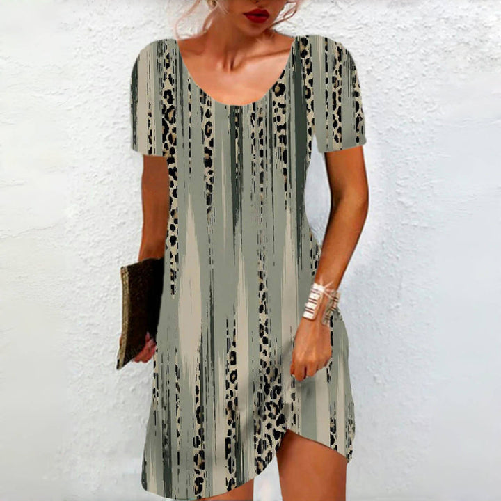 Gradient Dress with Leopard Print