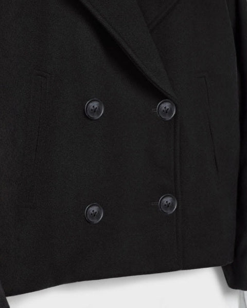 Short Women's Wool Cross Coat - Minimalist and Elegant