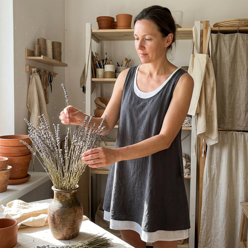 Claudia™ | Sleeveless Belly-Covering Midi Dress with Pockets