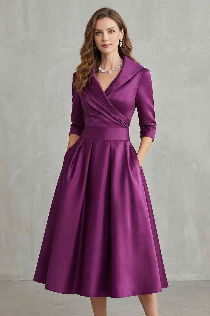 Élodianne – Draped collar elegance – Midi dress