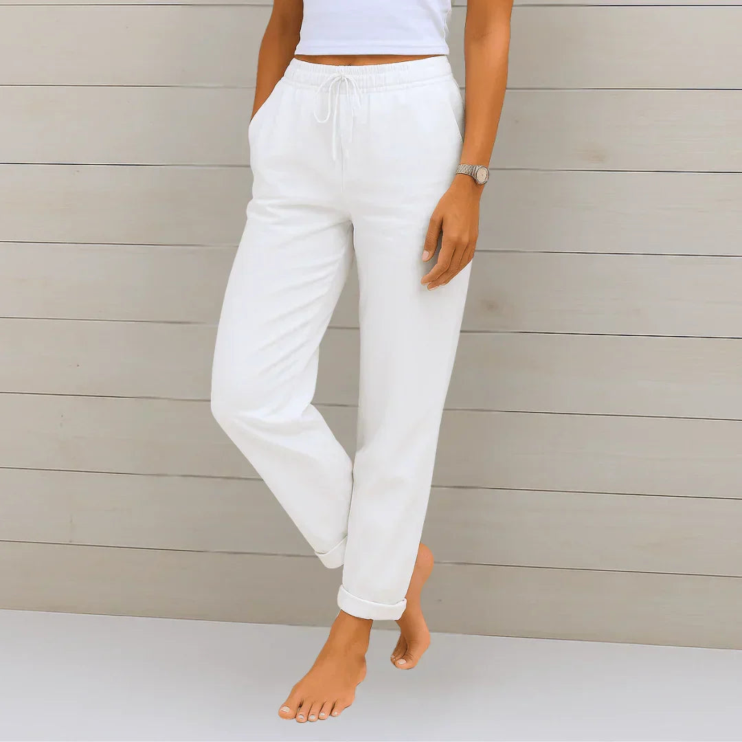 STRETCH LINEN PANTS FOR WOMEN