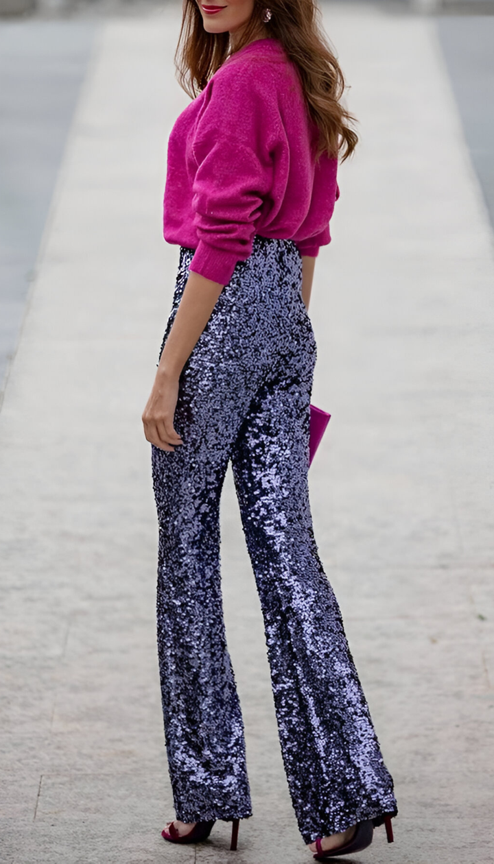 Zari™ | Elegant Sequin Flared Pants