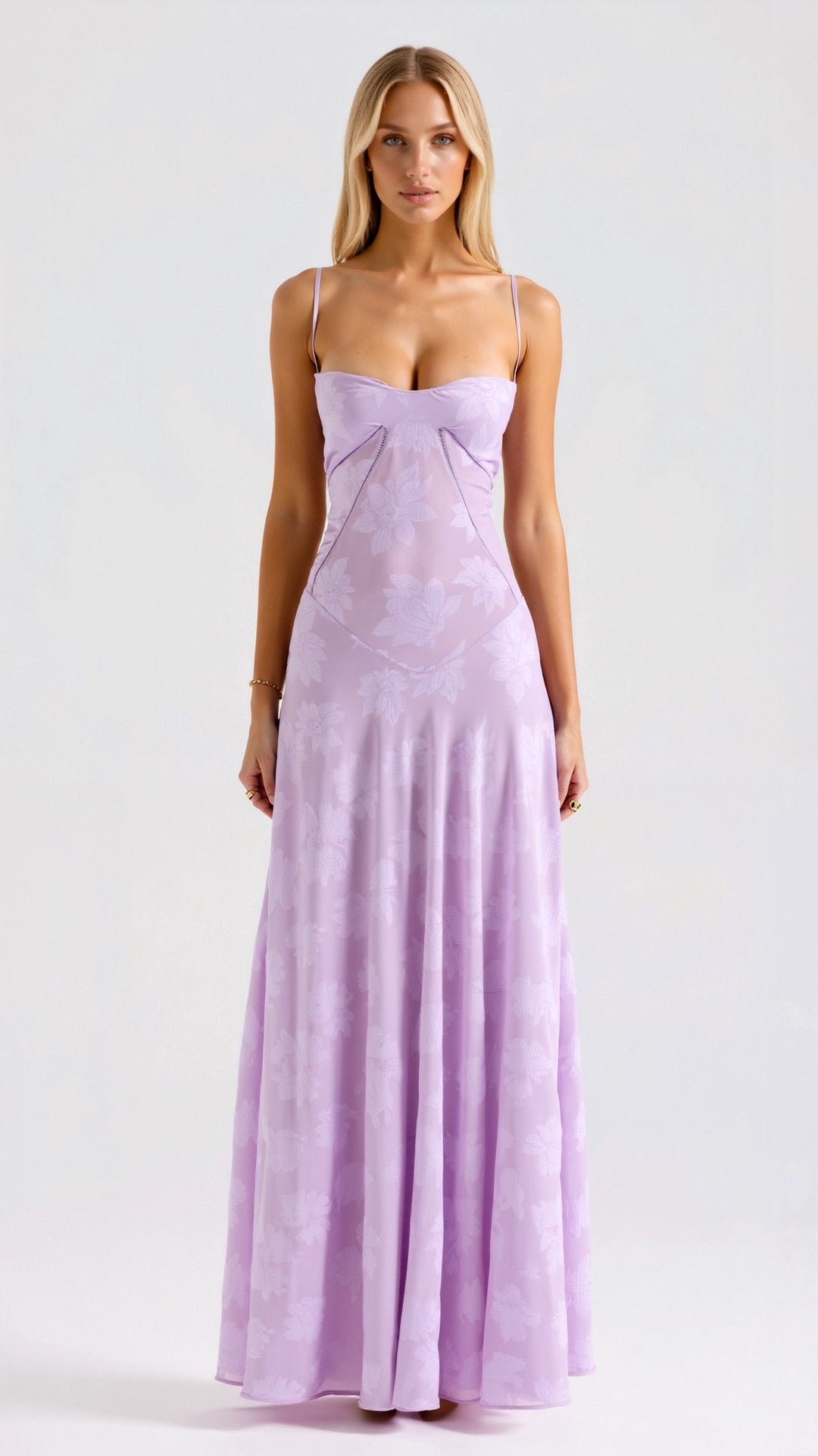 Pavia | Maxi wedding dress with thin straps and flowing design for women