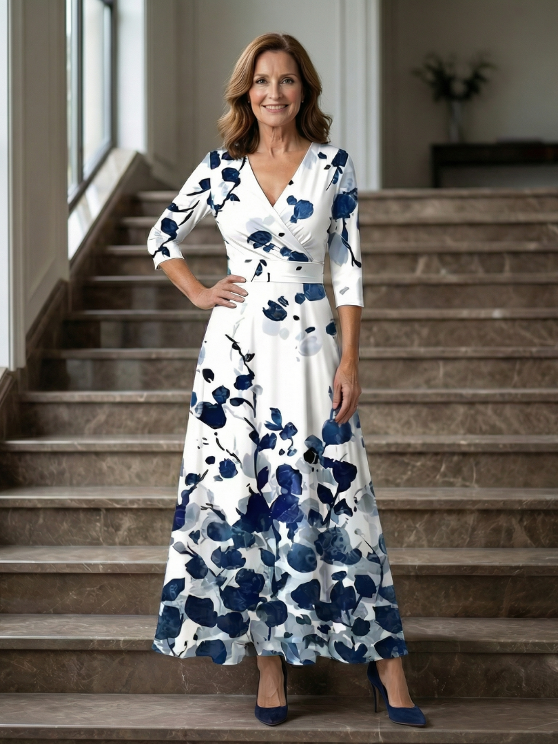 Celine Cross Wrap Neck Midi Dress - Elena Harper