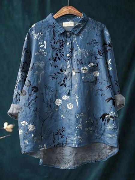 Bella | Women's Floral Button Front Pocket Blouse