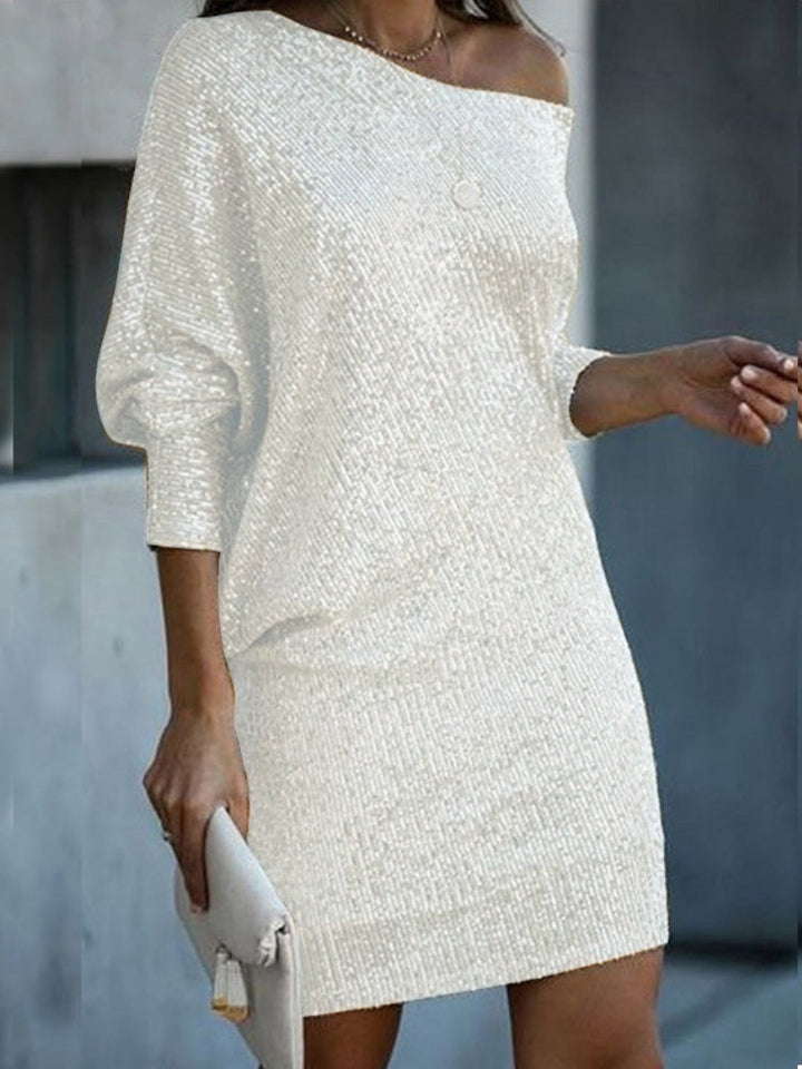 Lantern Sleeve Sequin Dress