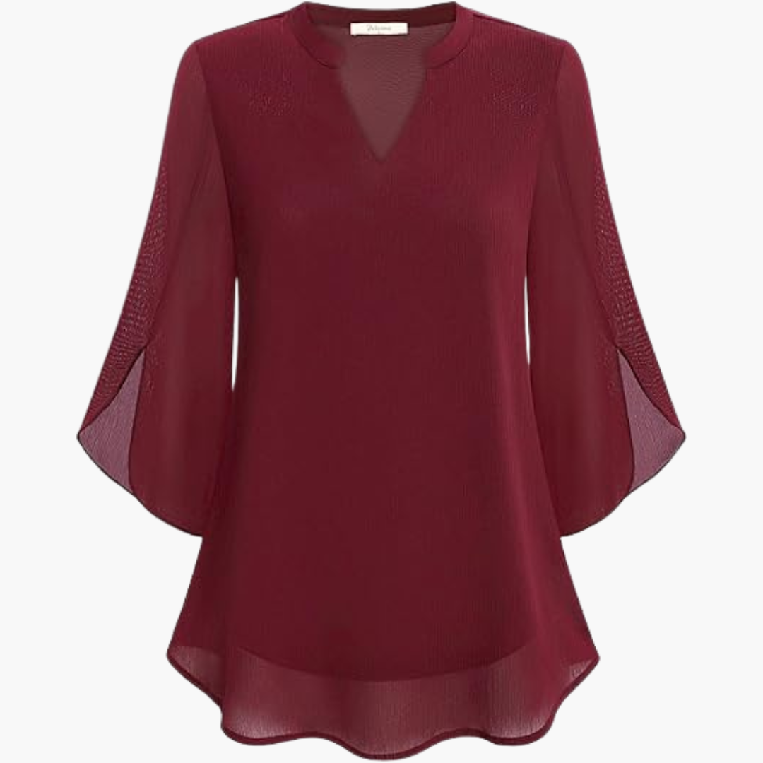 Women’s Blouse with V-Neck and Flowy Sleeves