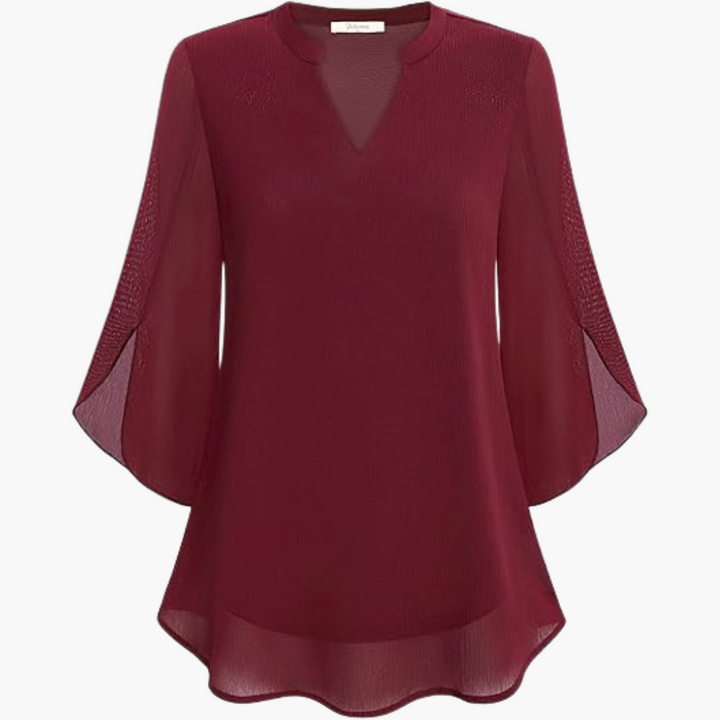 Women’s Blouse with V-Neck and Flowy Sleeves