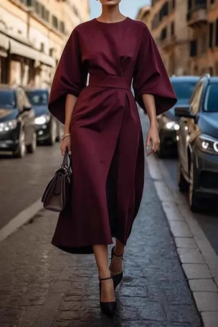 Mira™ | Elegant Midi Dress with Belt