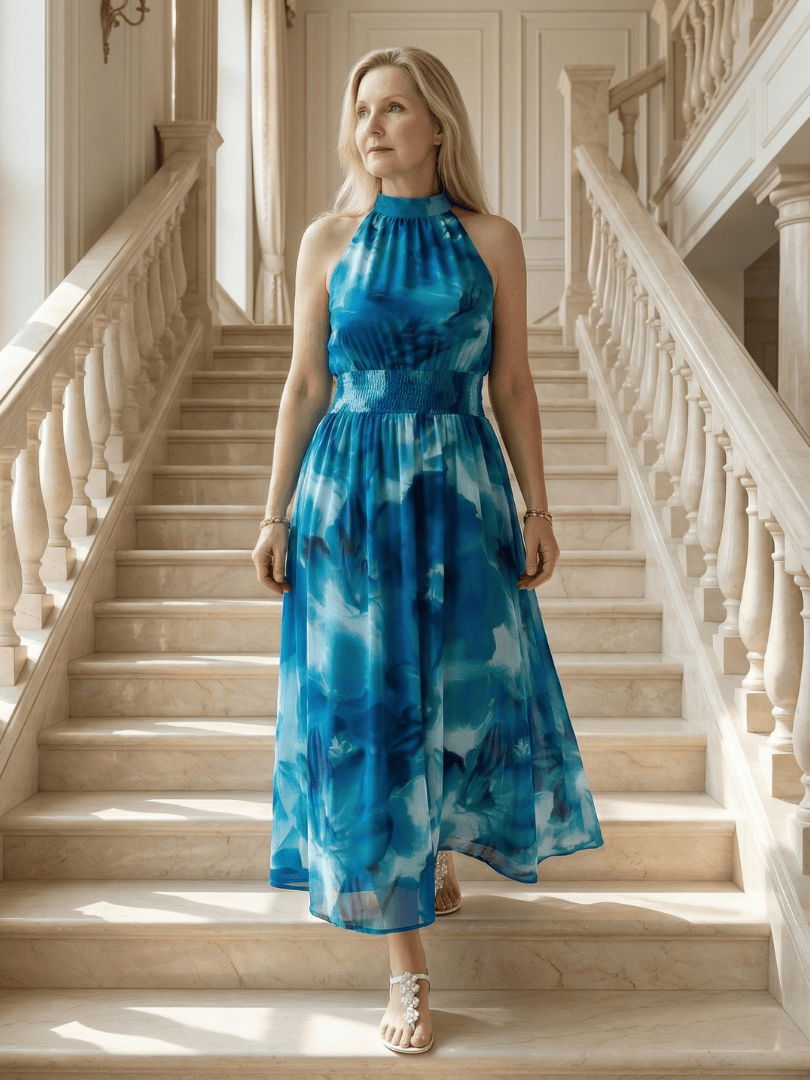 Sylin™  |  Gathered Halter Midi Dress