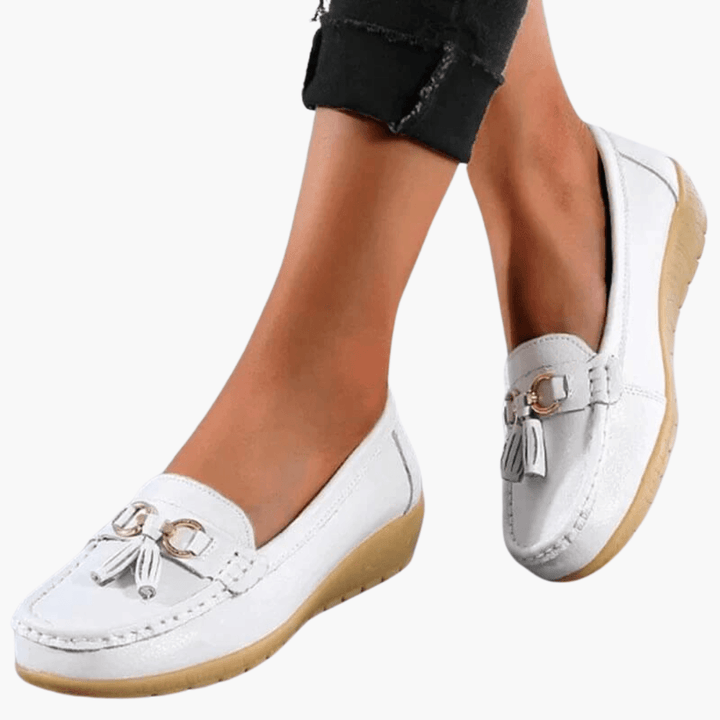Women’s Slip-On Loafers with Tassel and Buckle Detail