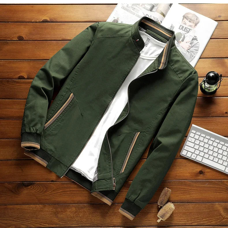 Men's Stylish Cotton Bomber Jacket, view 4 - Elena Harper