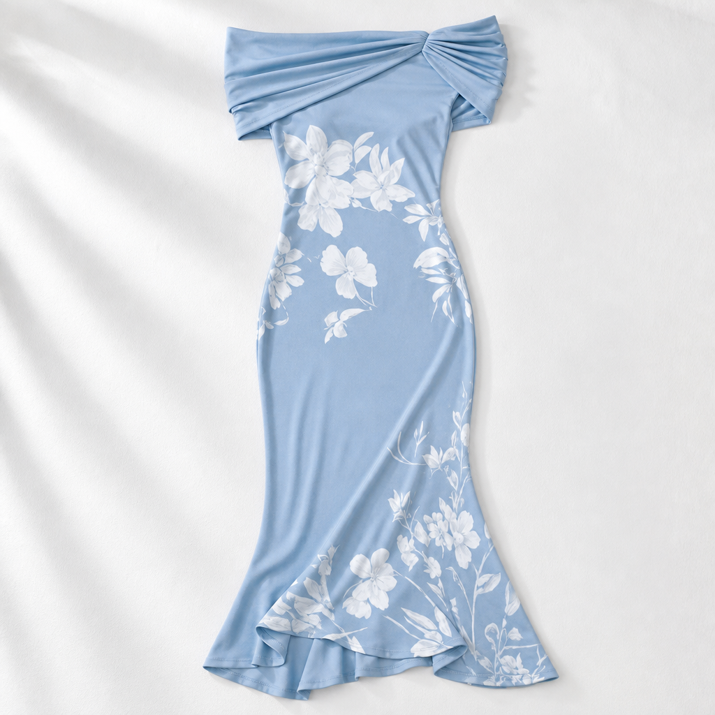 Liguria Off-Shoulder Floral Mermaid Midi Dress