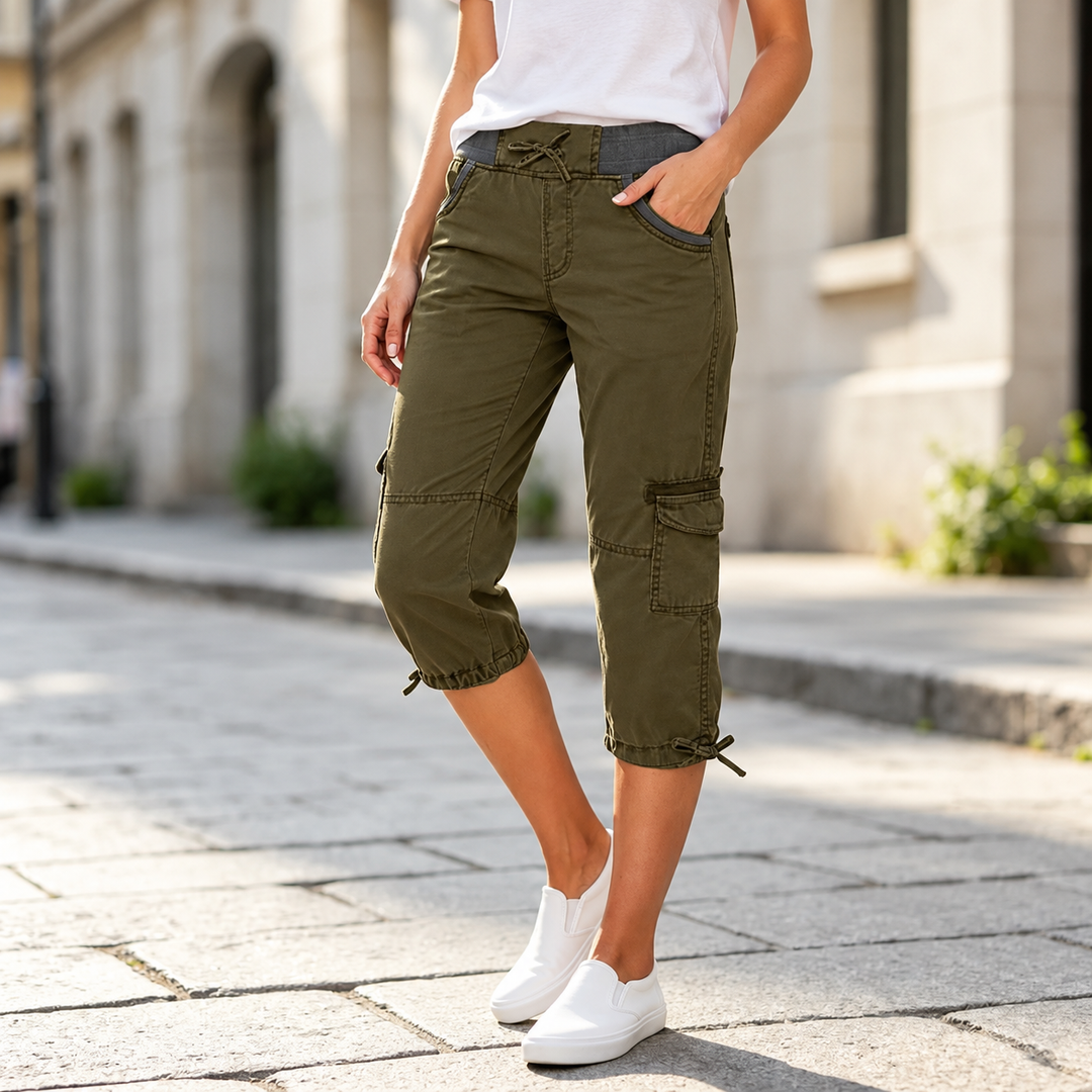 Elise™ | High-Waist Cargo Capri Pants with Pockets