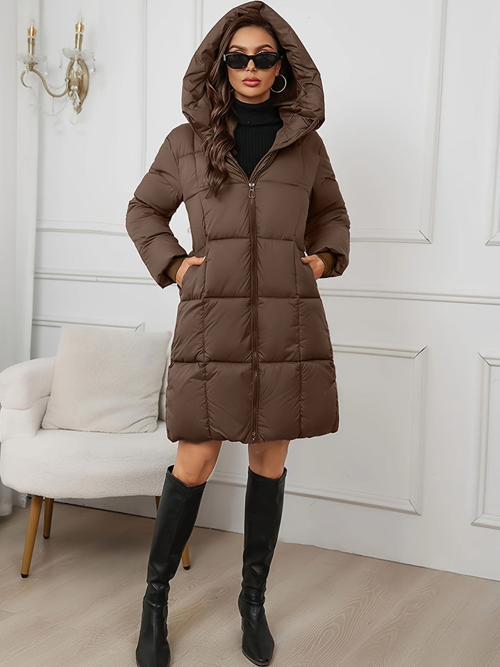 Long Hooded Down Jacket for Women – Lightweight and Warm Winter Style