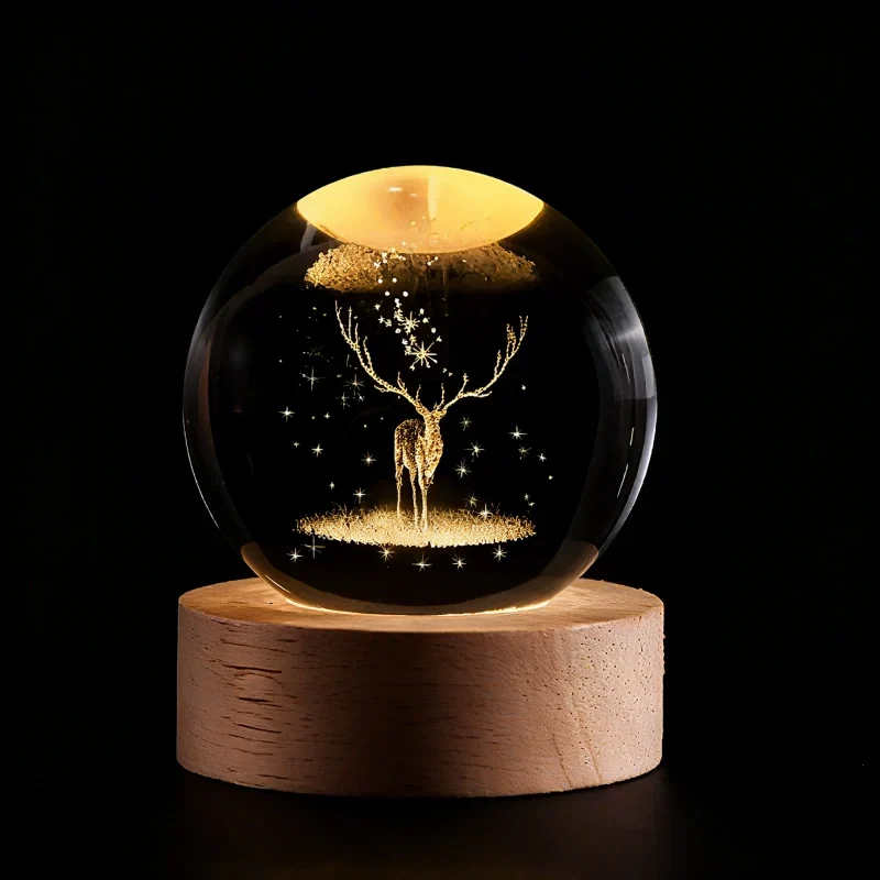 Glowing Crystal Ball with 3D Engraving Night Light