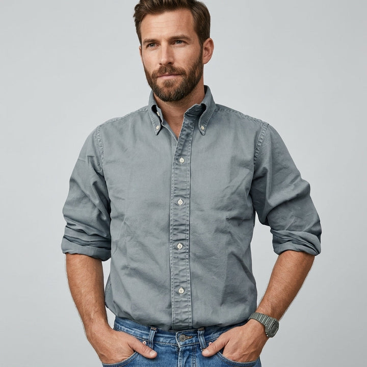 Harrington Oxford Long Sleeve Shirt For Men, view 7 - Elena Harper