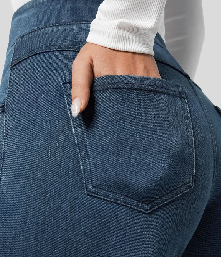 Ladies High Waist Comfy Elastic Pants – Black, Casual Stretch Fabric for Daily Use