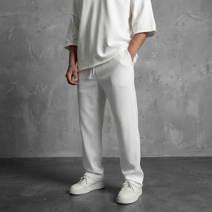 Marion Casual Loose Cord Pants with Drawstring, view 3 - Elena Harper