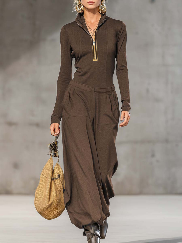 Retro Sporty Outfit with Top and Loose Pants, view 8 - Elena Harper