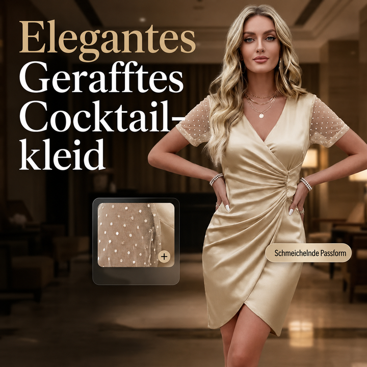 Luoreda Wrap Dress with Sheer Polka Dot Sleeves, view 9 - Elena Harper