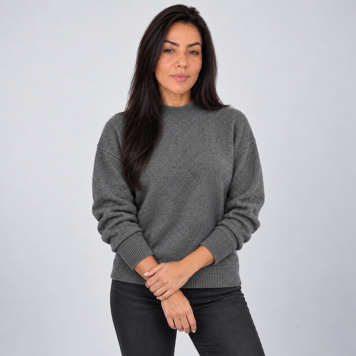 Montarello Women’s Jumper Mock Neck Drop Shoulder Sweater, view 6 - Elena Harper