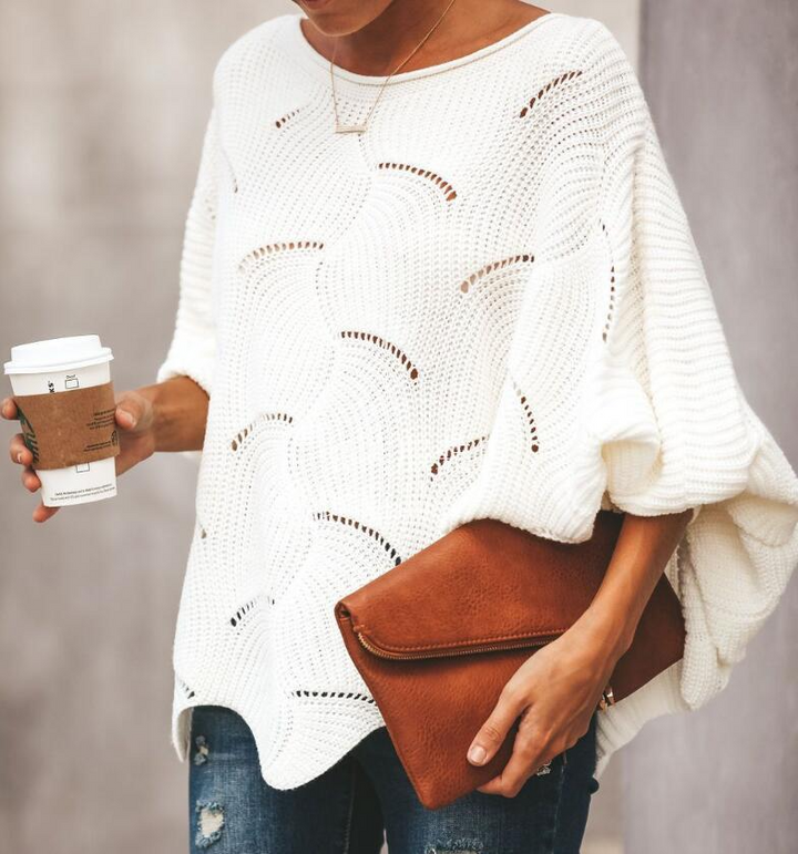 Women's Knitted Sweater – Pullover with Long Sleeves, Warm Sweater for Autumn and Winter