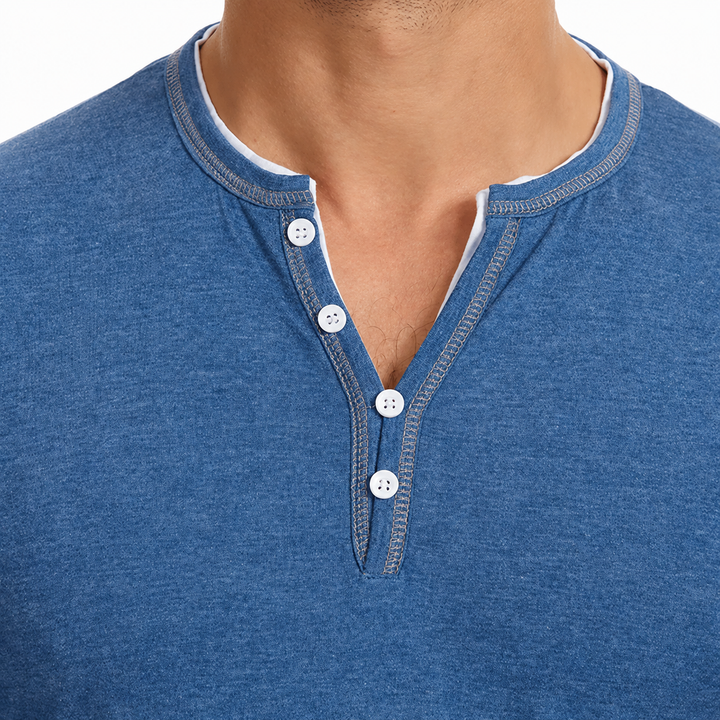 Mariul Men's Long Sleeve Shirt with Button Placket, view 9 - Elena Harper
