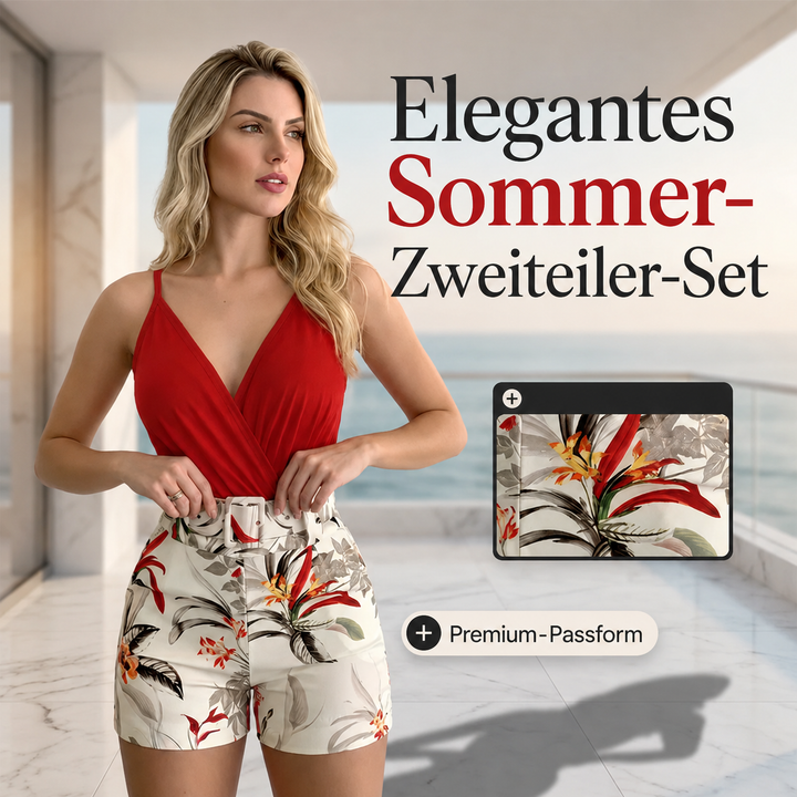 Gramella Tropical Two-Piece Set with V-Neck, view 7 - Elena Harper
