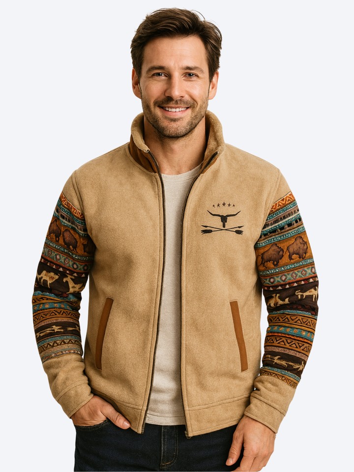 LAURENT MONACO | JACKET WITH INDIGENOUS PATTERN PRINT FOR MEN