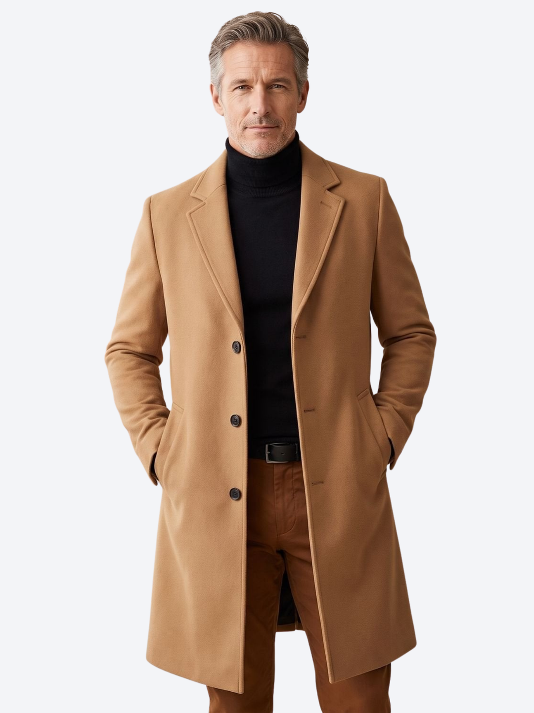 Laurent Monaco Long Wool Blend Coat for Men - Elena Harper