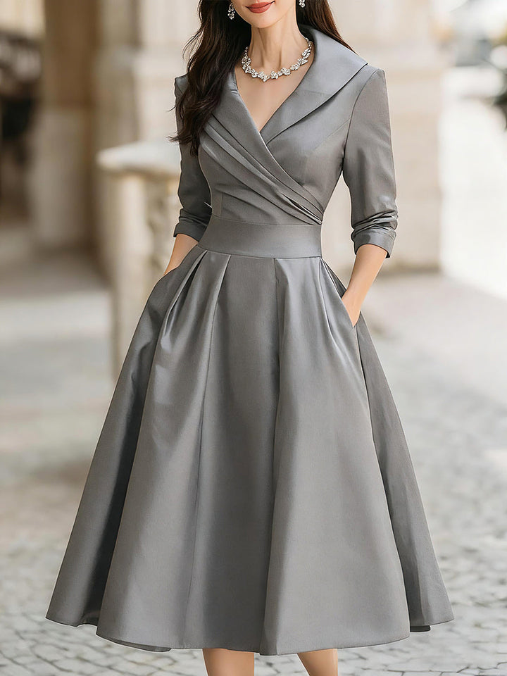Dharmay Elegant Long Sleeve Midi Dress - Elena Harper