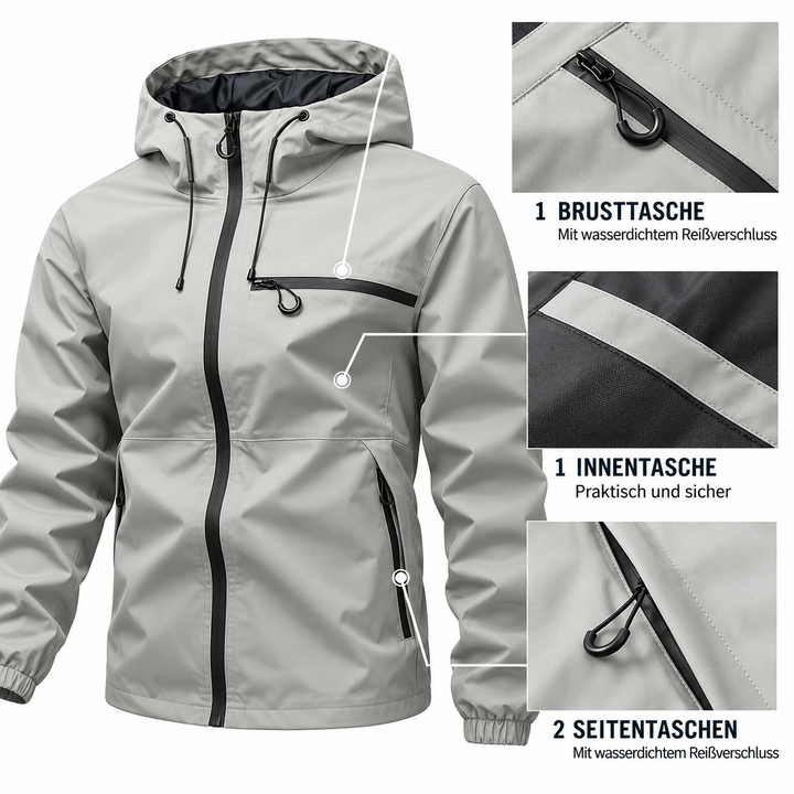 Baleron Waterproof Outdoor Hooded Jacket for Men, view 6 - Elena Harper