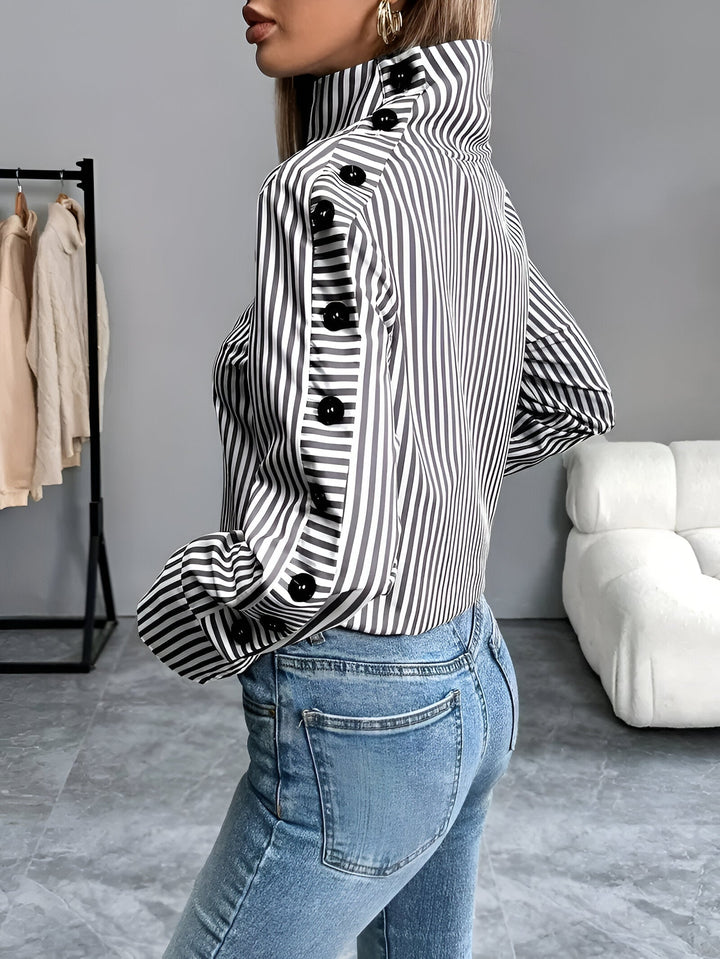 Bibi - Striped Shirt with Wide Collar