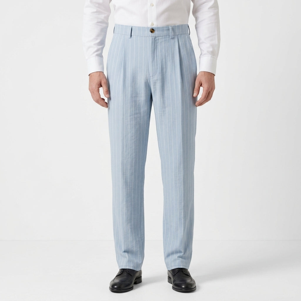 Straight Leg Linen Trousers For Men