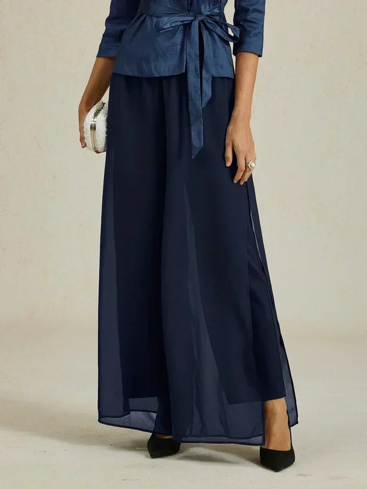 Graciana | Chiffon Trousers with Straight Leg and Slit