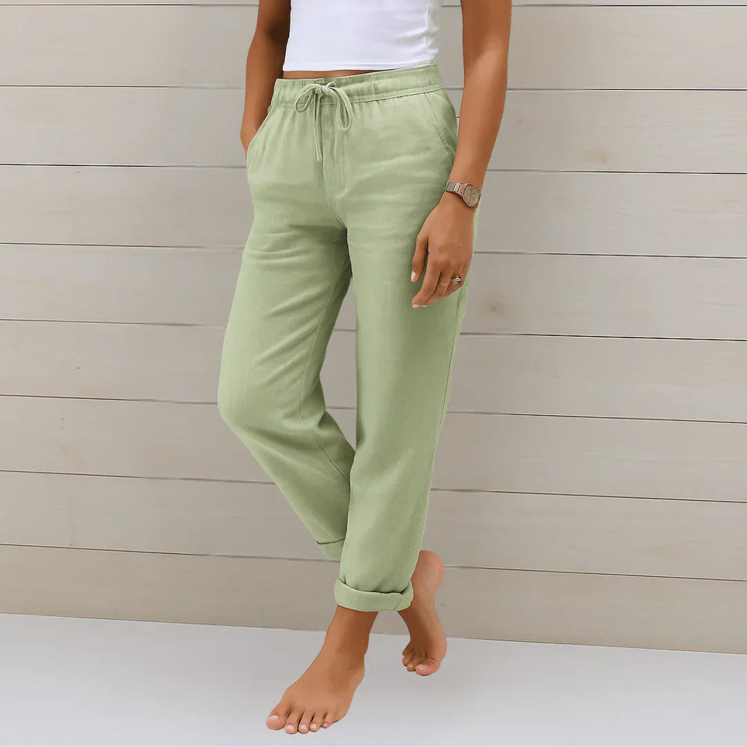 STRETCH LINEN PANTS FOR WOMEN